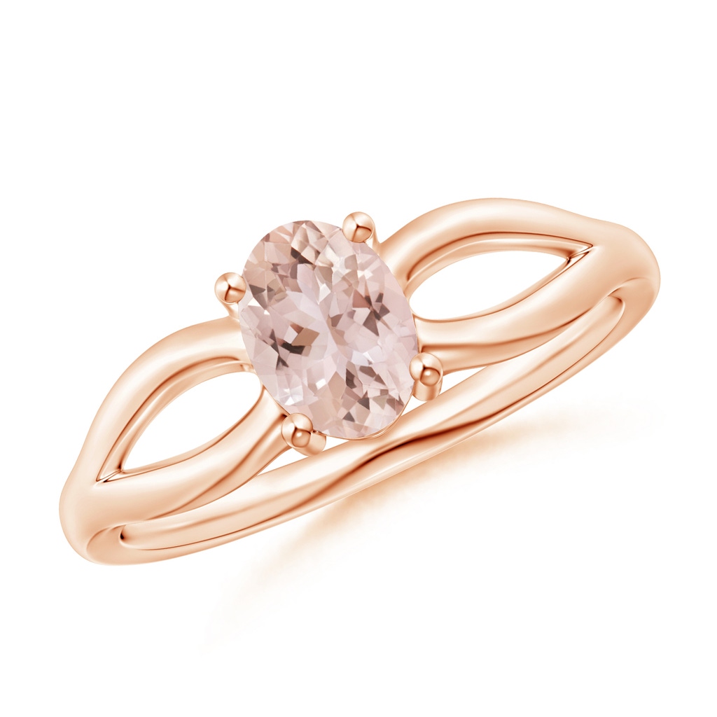 7x5mm AAA Prong-Set Solitaire Morganite Split Shank Ring in Rose Gold