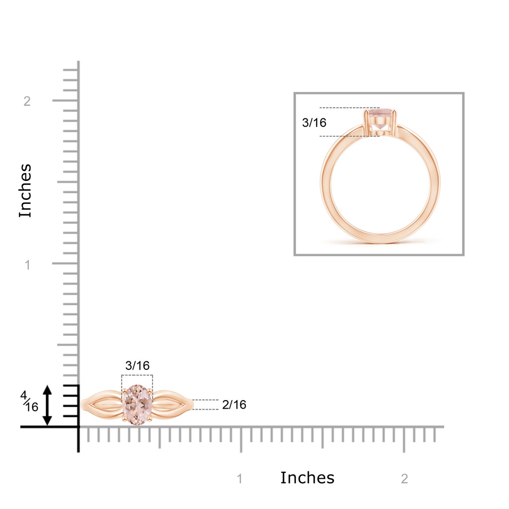 7x5mm AAAA Prong-Set Solitaire Morganite Split Shank Ring in Rose Gold Product Image