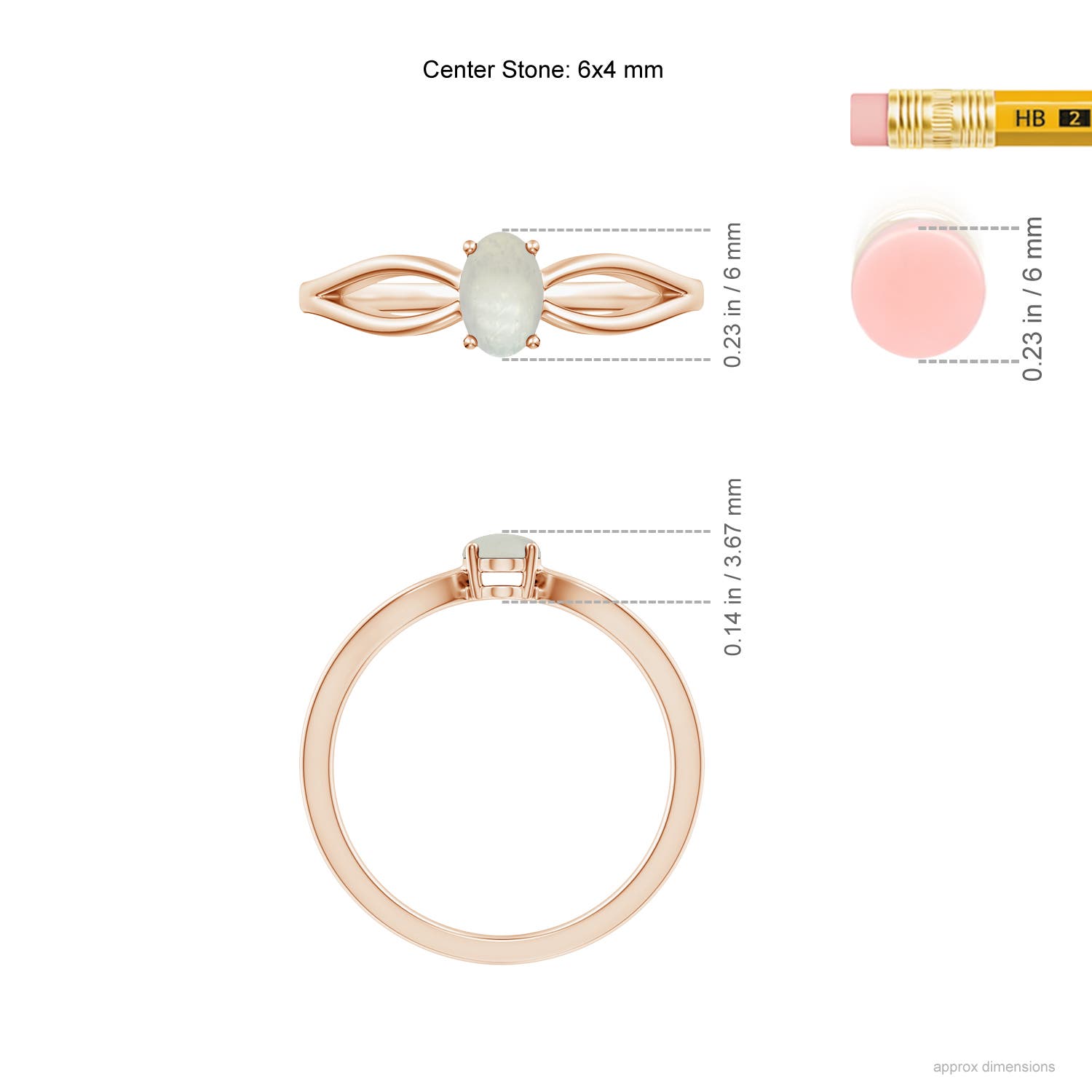 A - Moonstone / 0.37 CT / 14 KT Rose Gold