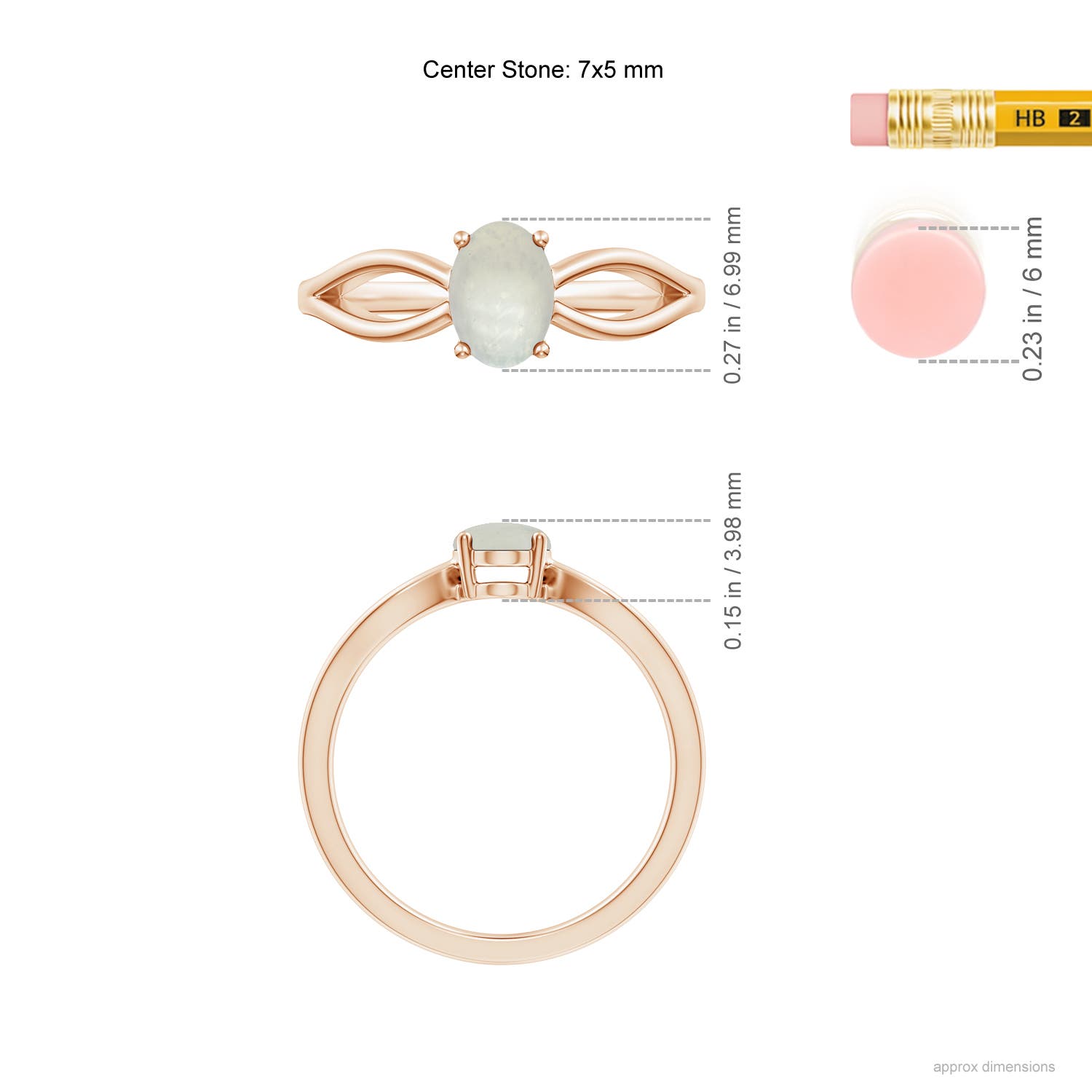 A - Moonstone / 0.68 CT / 14 KT Rose Gold