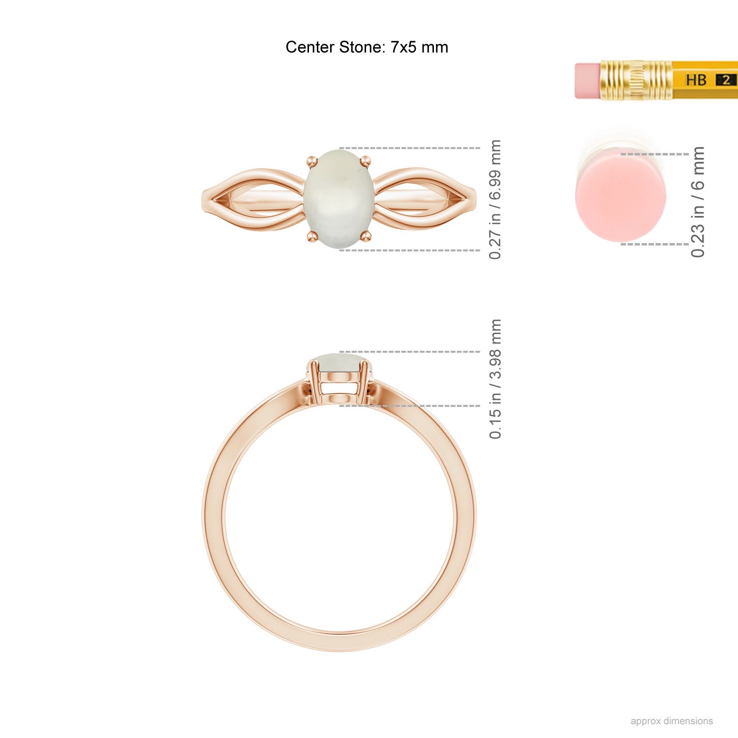 AAA - Moonstone / 0.68 CT / 14 KT Rose Gold