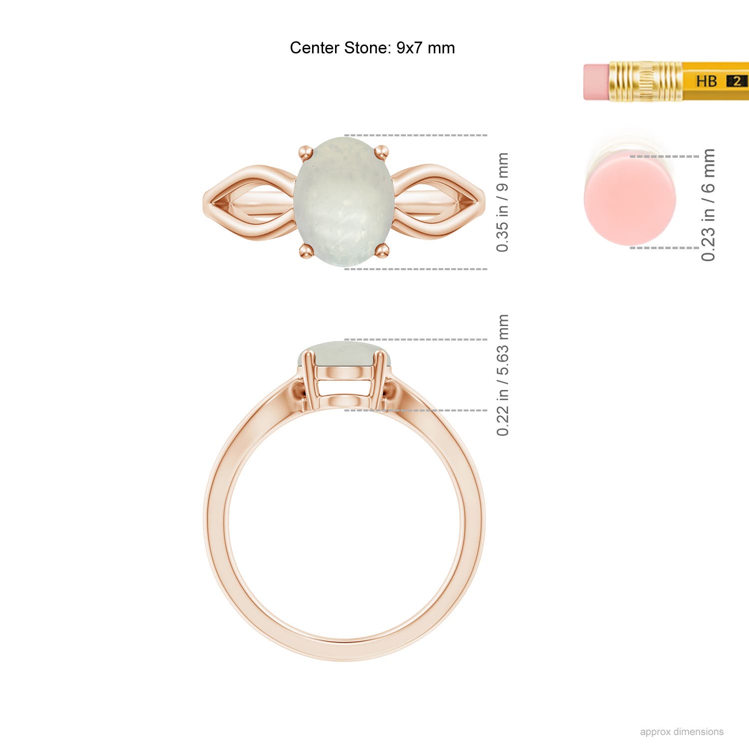 A - Moonstone / 1.7 CT / 14 KT Rose Gold