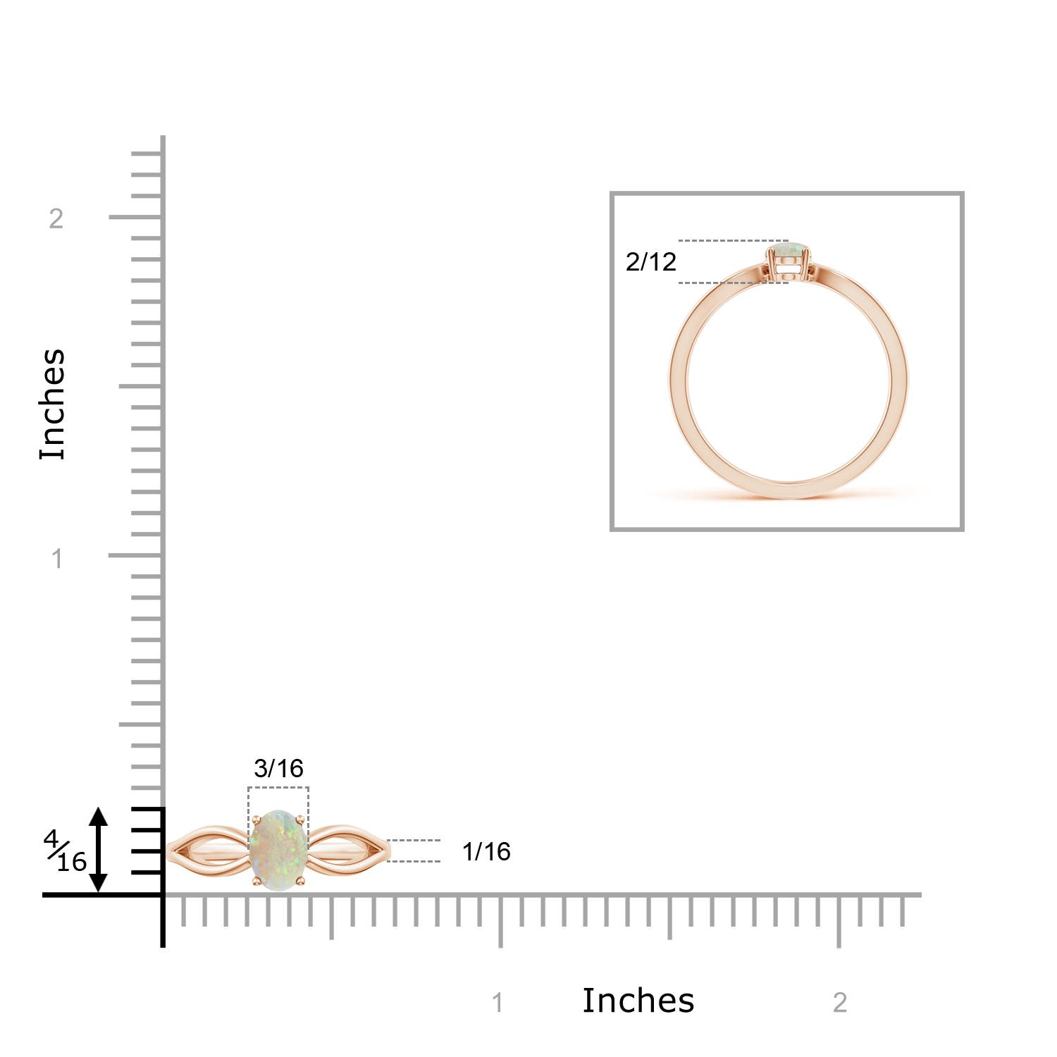 AAA - Opal / 0.28 CT / 14 KT Rose Gold