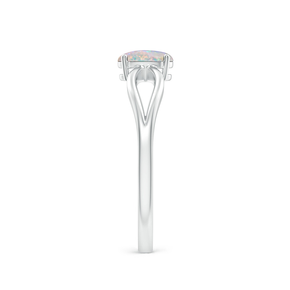 6x4mm AAAA Prong-Set Solitaire Opal Split Shank Ring in 9K White Gold body-hand