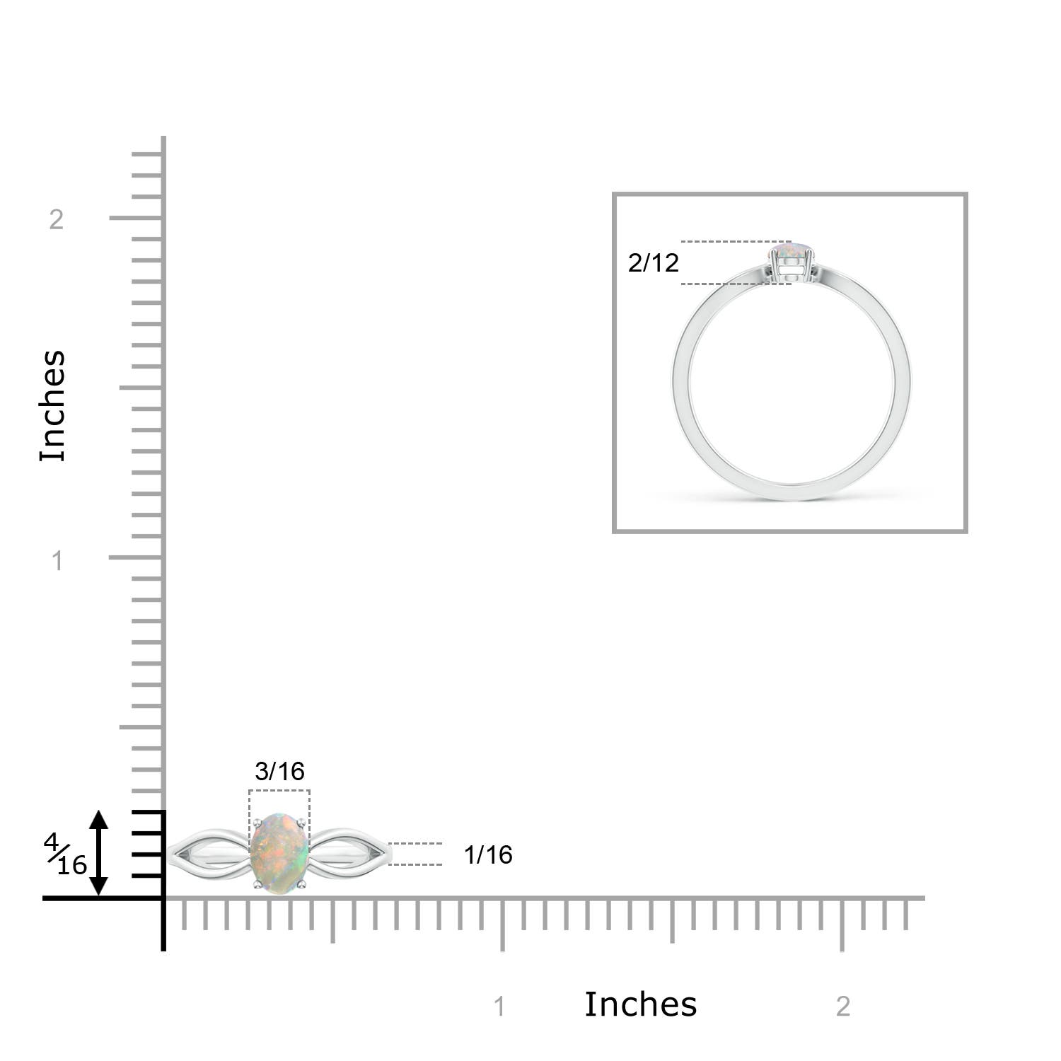 AAAA - Opal / 0.28 CT / 14 KT White Gold