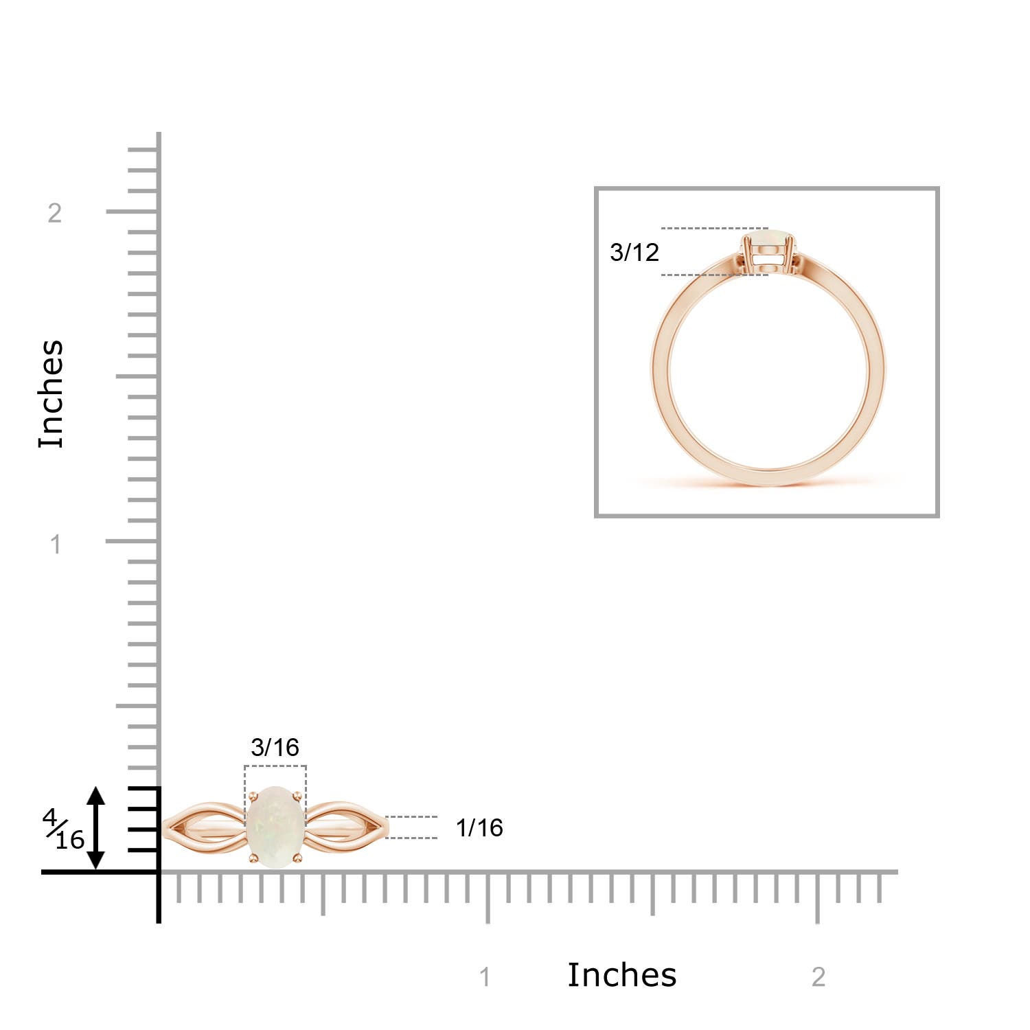 A - Opal / 0.45 CT / 14 KT Rose Gold