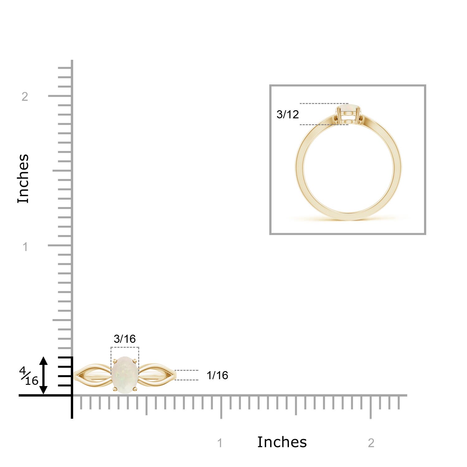 A - Opal / 0.45 CT / 14 KT Yellow Gold