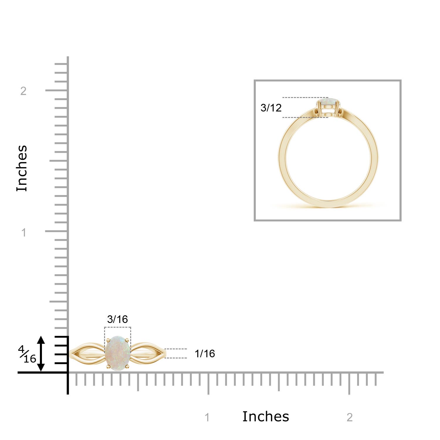 AA - Opal / 0.45 CT / 14 KT Yellow Gold