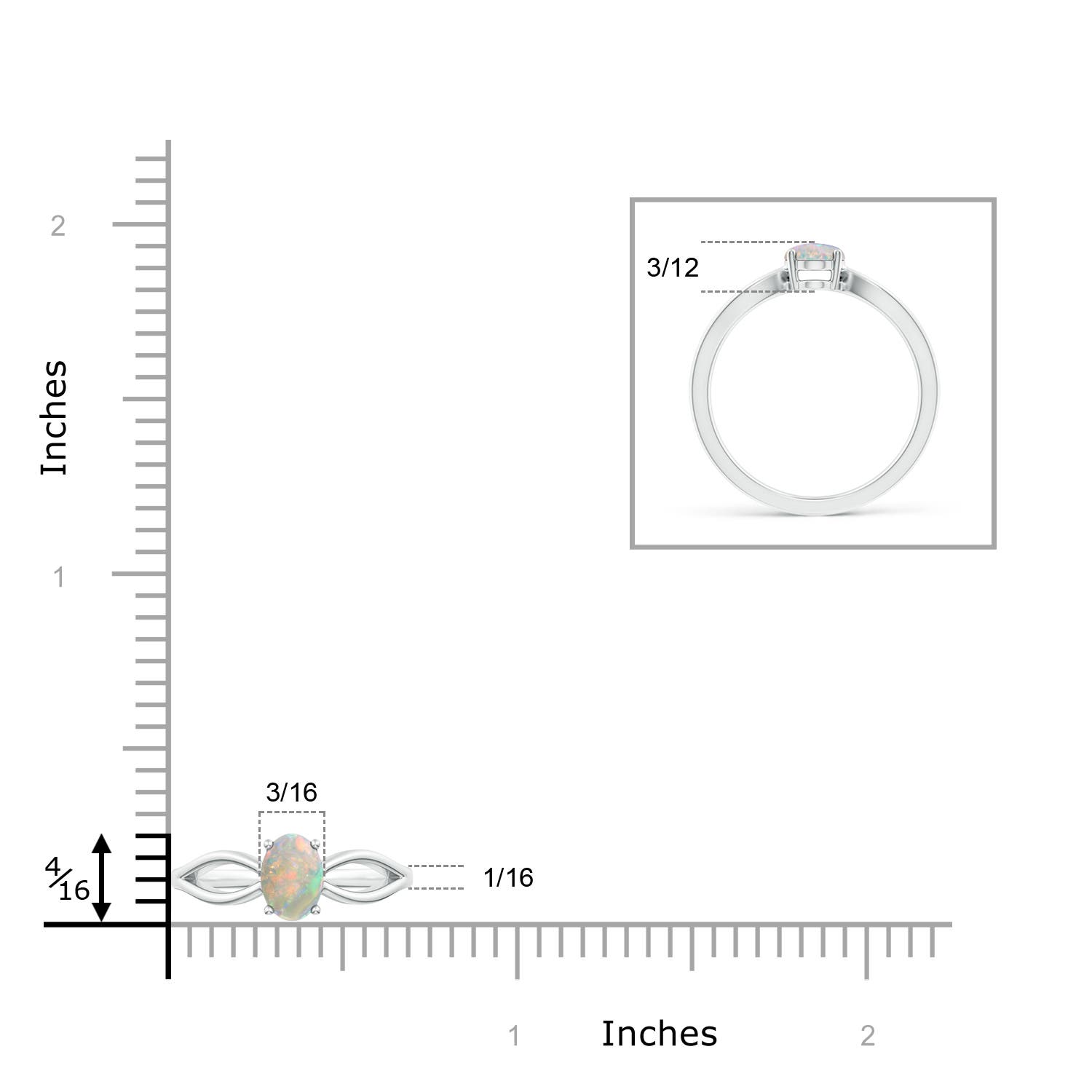 AAAA - Opal / 0.45 CT / 14 KT White Gold