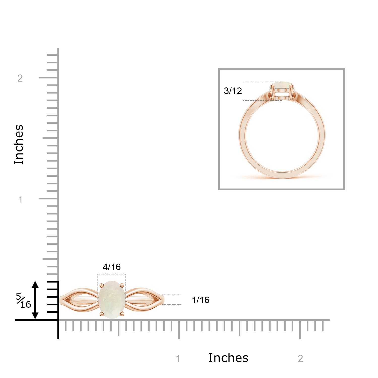 A - Opal / 0.8 CT / 14 KT Rose Gold