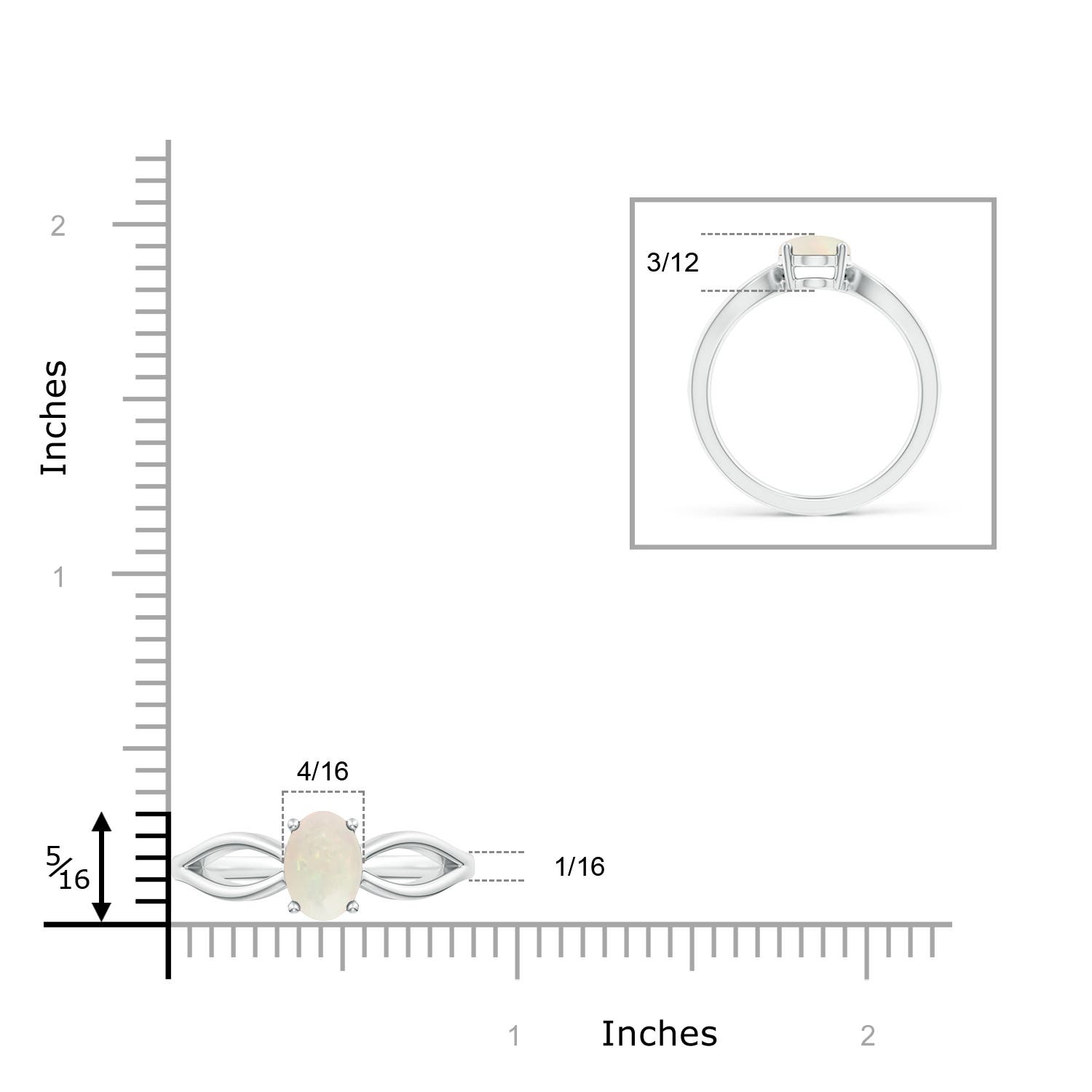 A - Opal / 0.8 CT / 14 KT White Gold