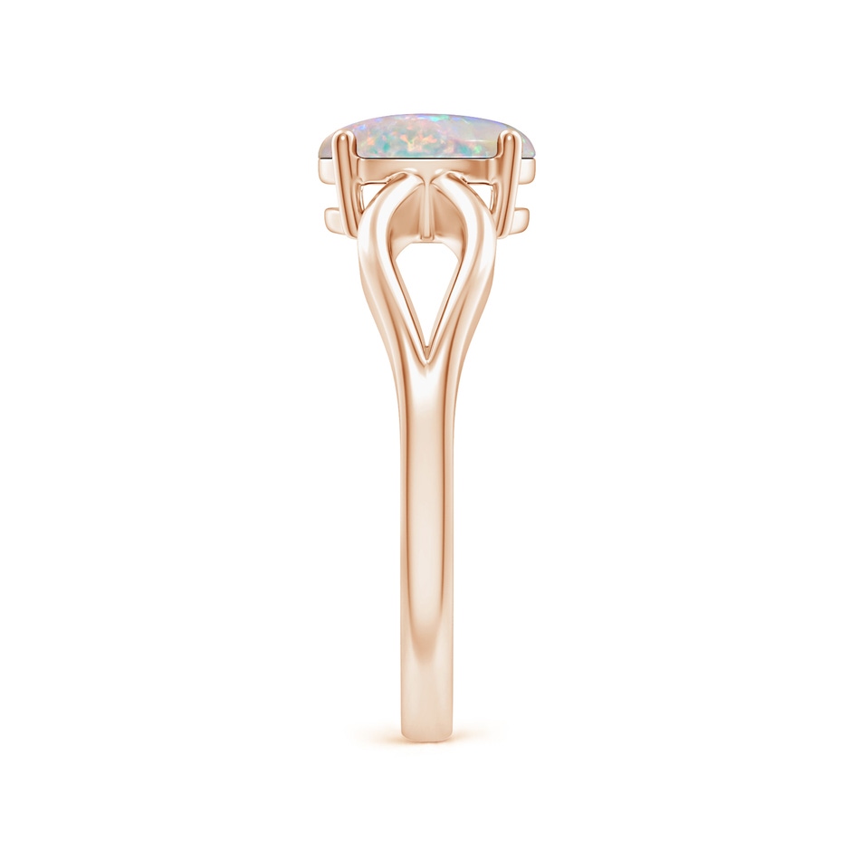 8x6mm AAAA Prong-Set Solitaire Opal Split Shank Ring in Rose Gold side-2