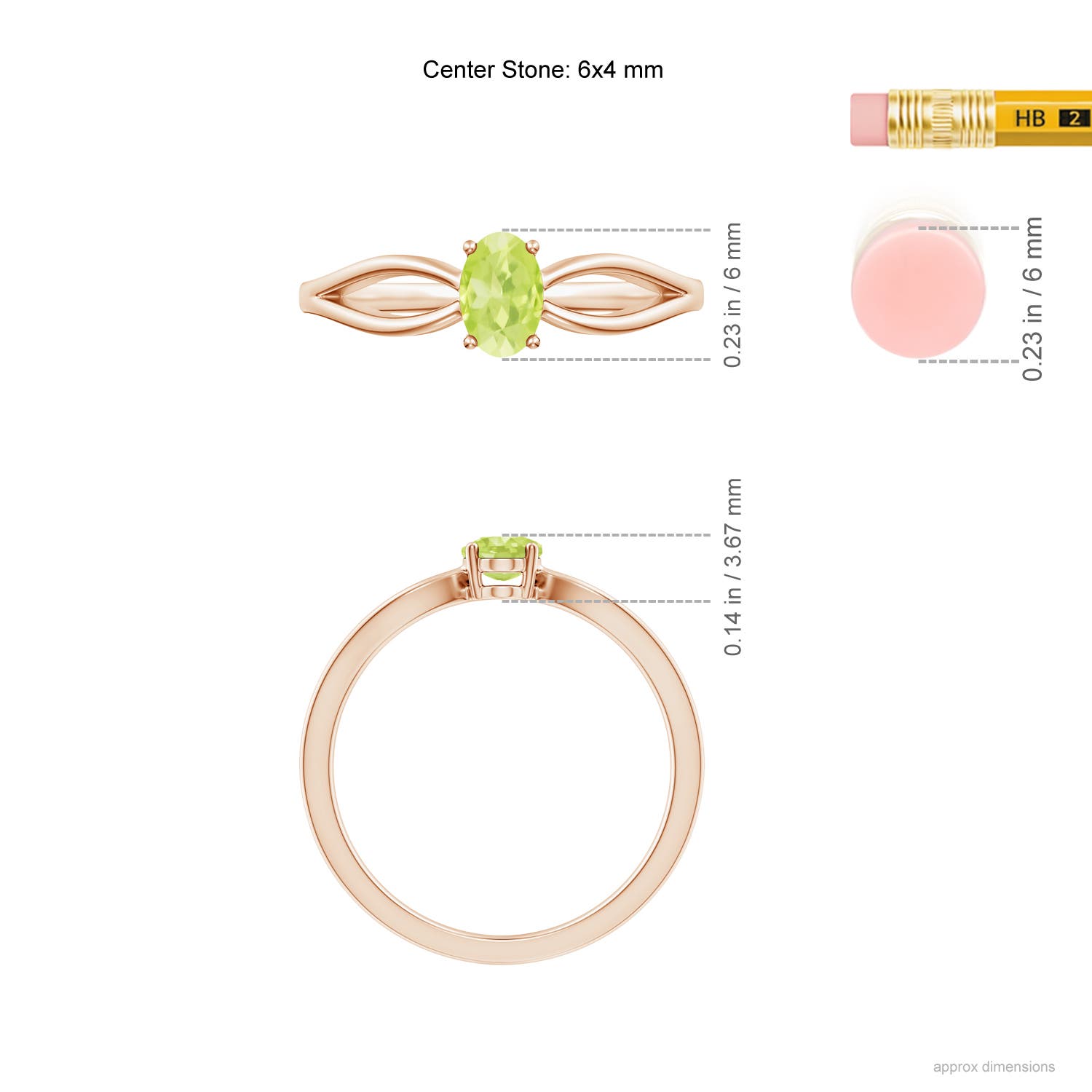 A - Peridot / 0.48 CT / 14 KT Rose Gold