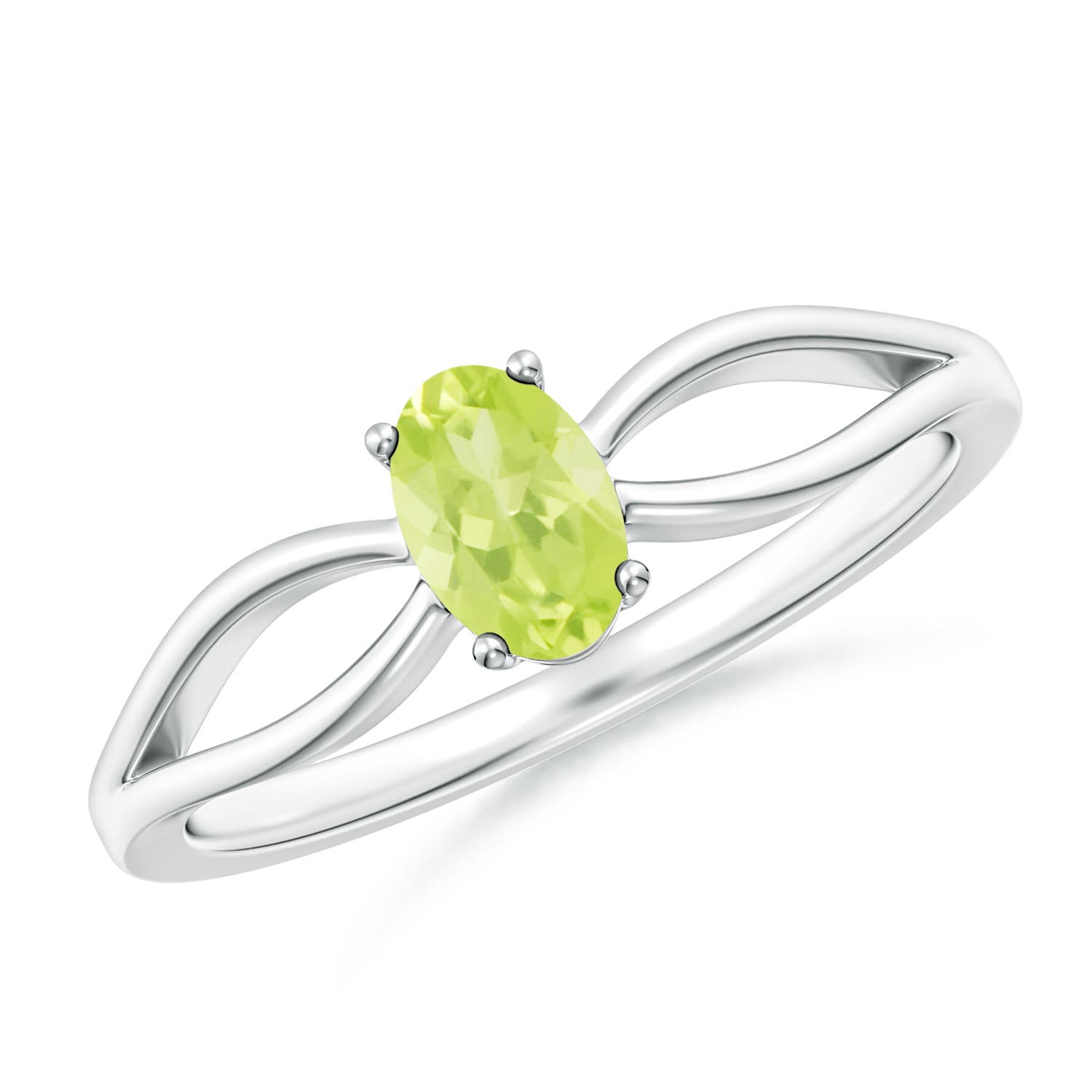 A - Peridot / 0.48 CT / 14 KT White Gold