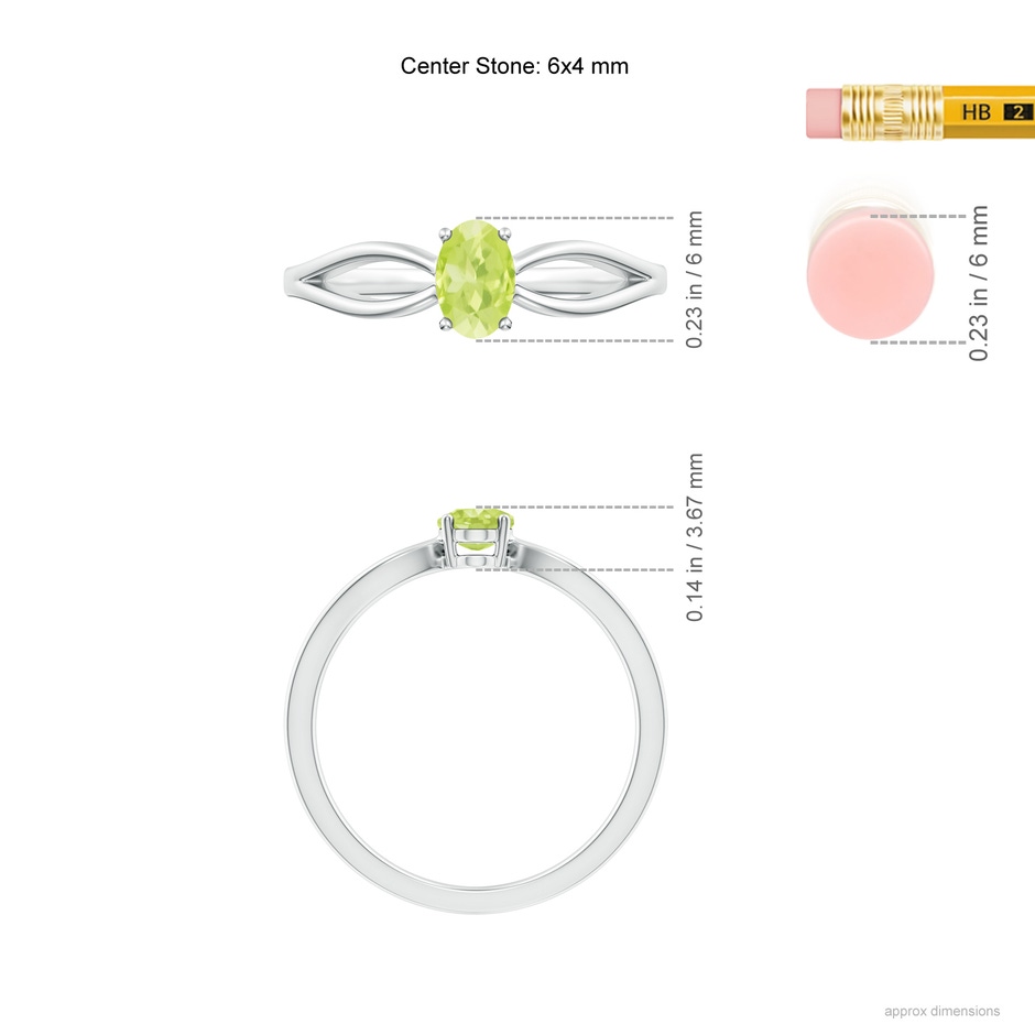 6x4mm A Prong-Set Solitaire Peridot Split Shank Ring in White Gold ruler