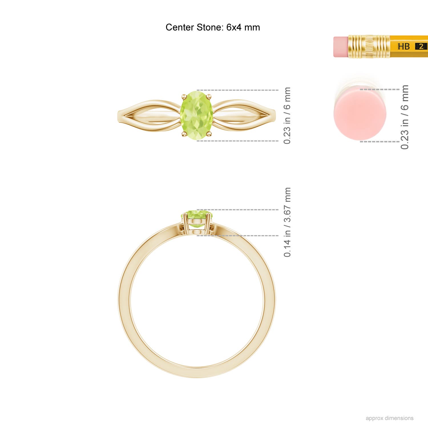 A - Peridot / 0.48 CT / 14 KT Yellow Gold