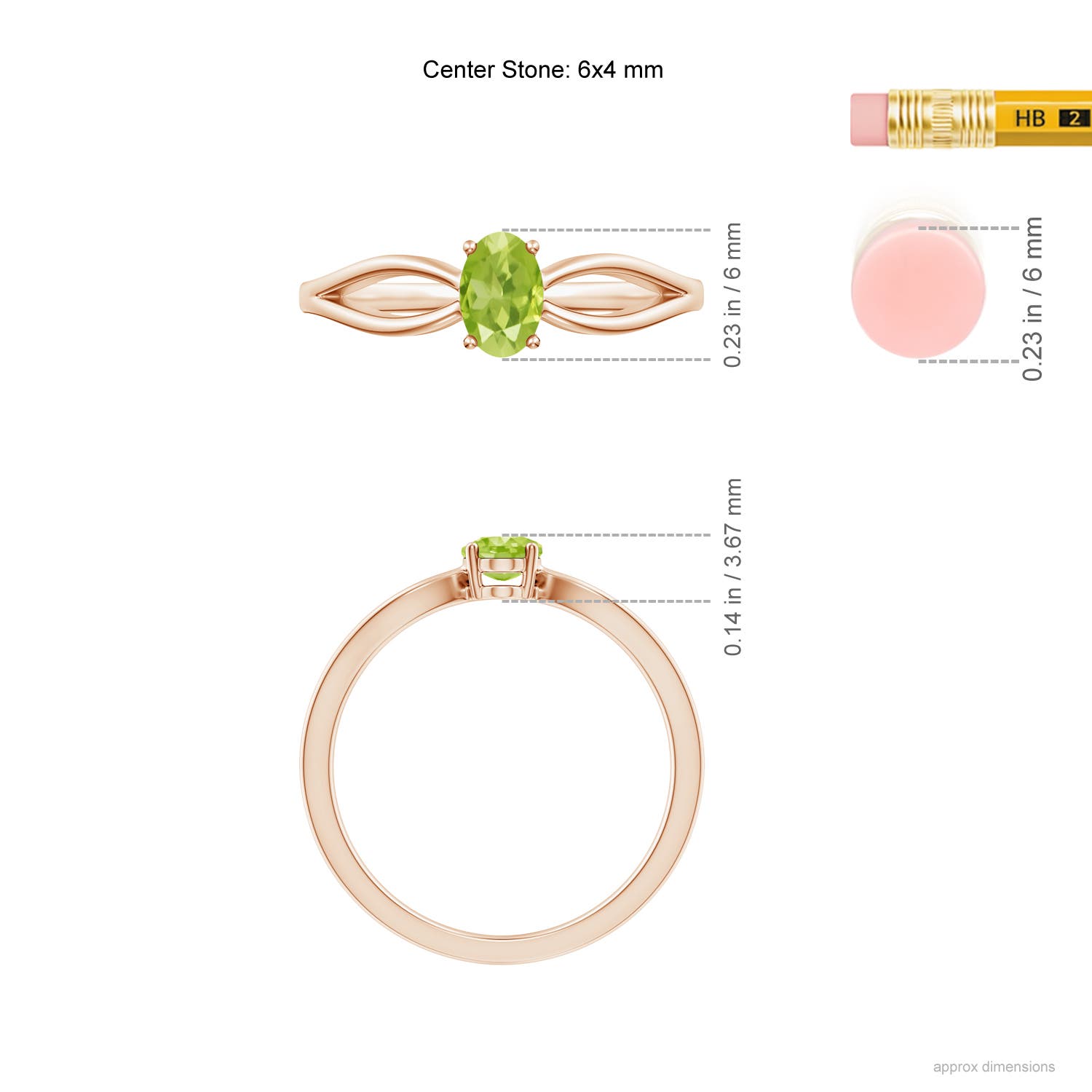 AA - Peridot / 0.48 CT / 14 KT Rose Gold