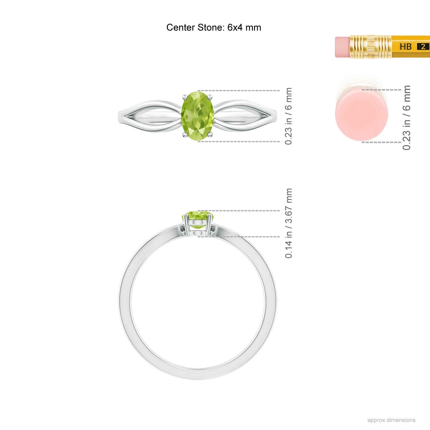 AA - Peridot / 0.48 CT / 14 KT White Gold