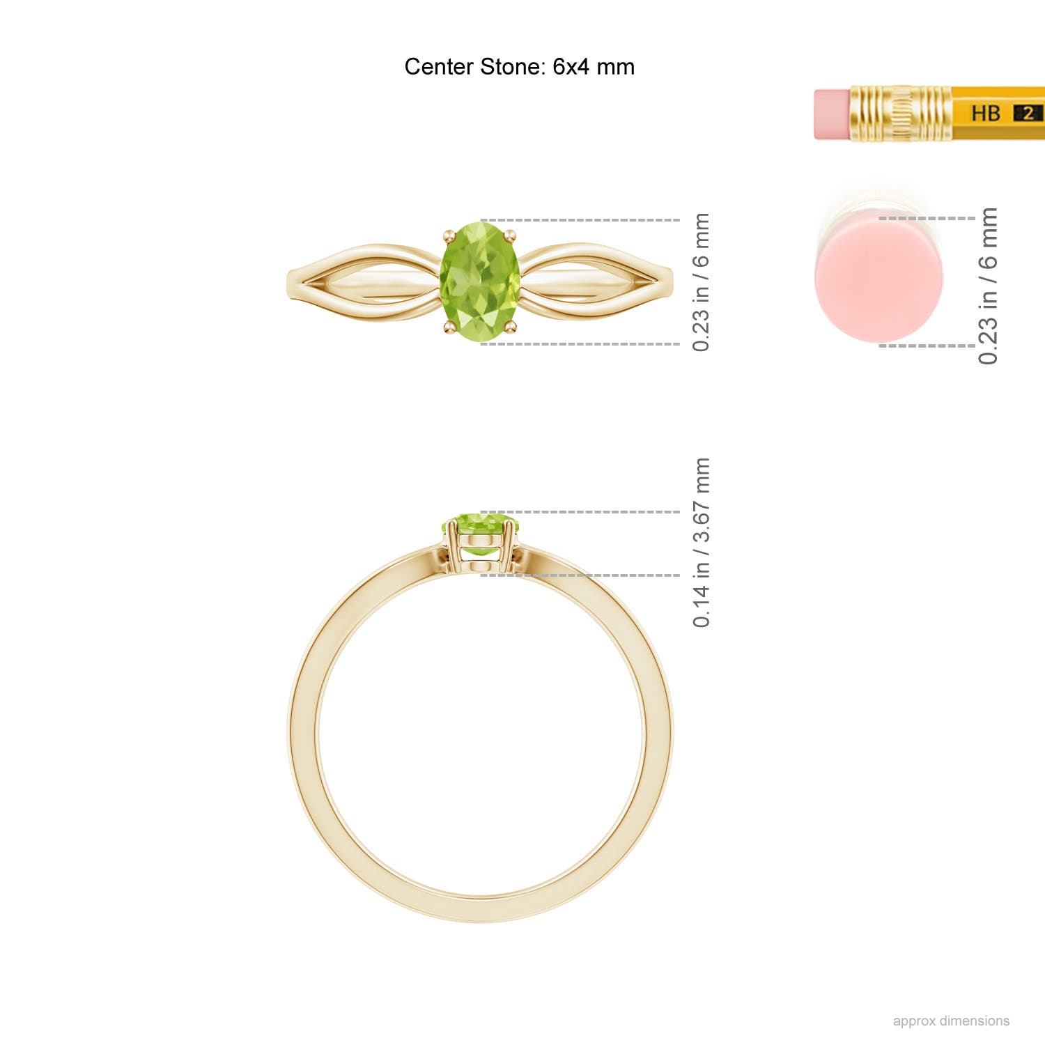 AA - Peridot / 0.48 CT / 14 KT Yellow Gold