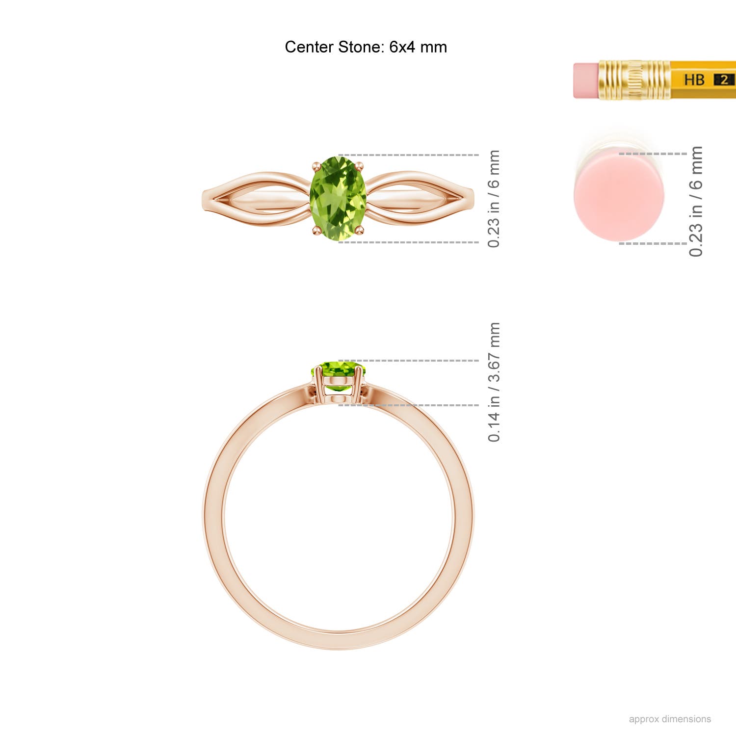 AAA - Peridot / 0.48 CT / 14 KT Rose Gold