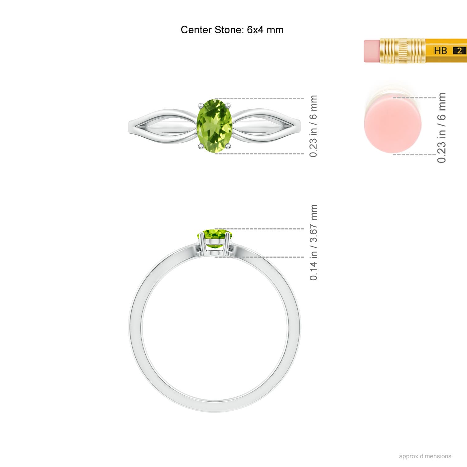 AAA - Peridot / 0.48 CT / 14 KT White Gold