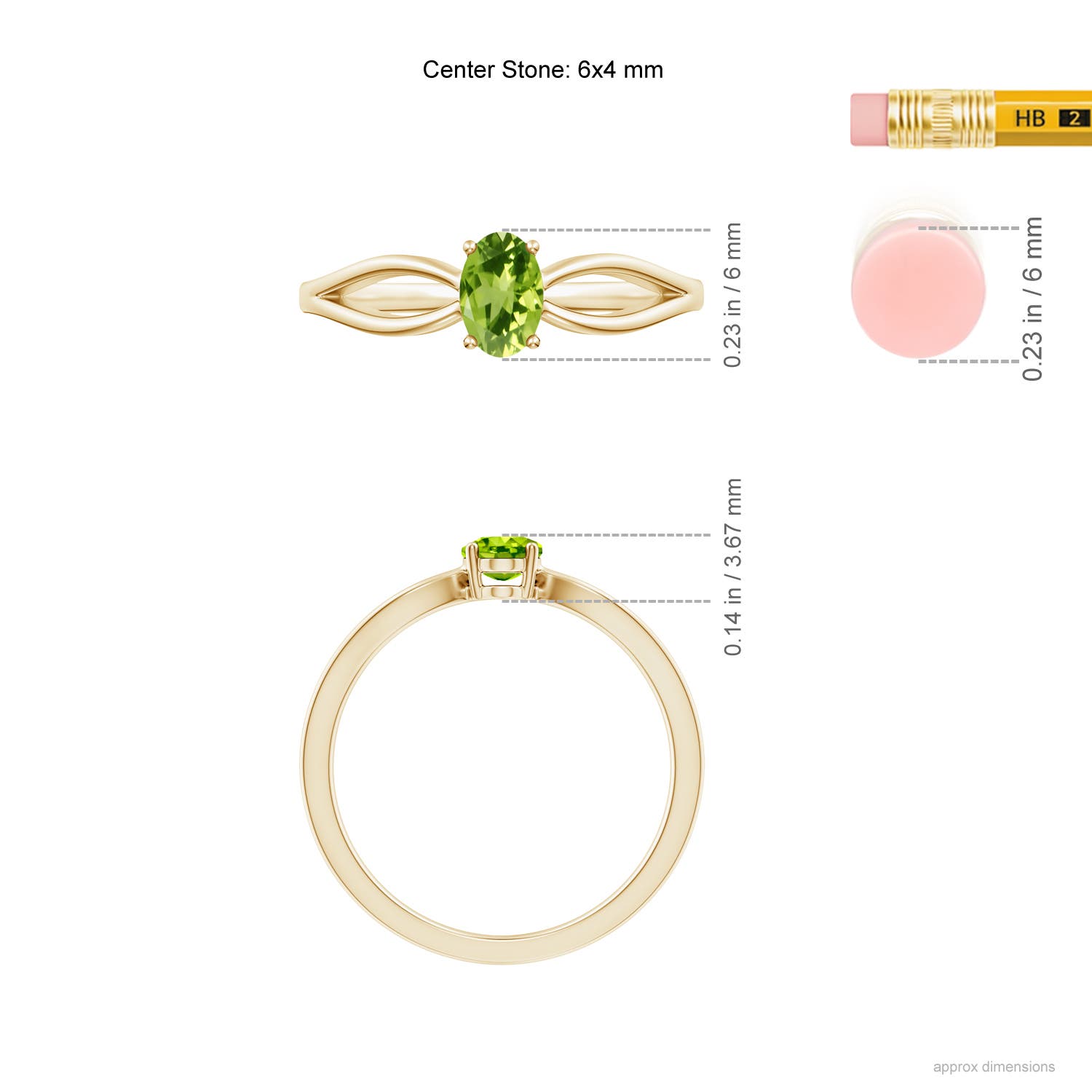 AAA - Peridot / 0.48 CT / 14 KT Yellow Gold