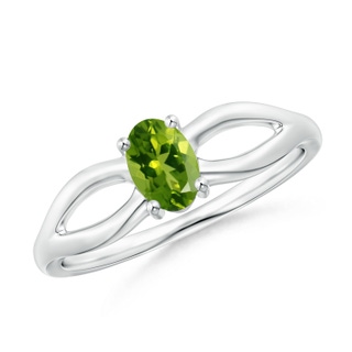 6x4mm AAAA Prong-Set Solitaire Peridot Split Shank Ring in 9K White Gold