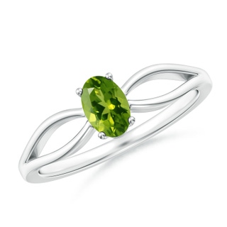 6x4mm AAAA Prong-Set Solitaire Peridot Split Shank Ring in P950 Platinum
