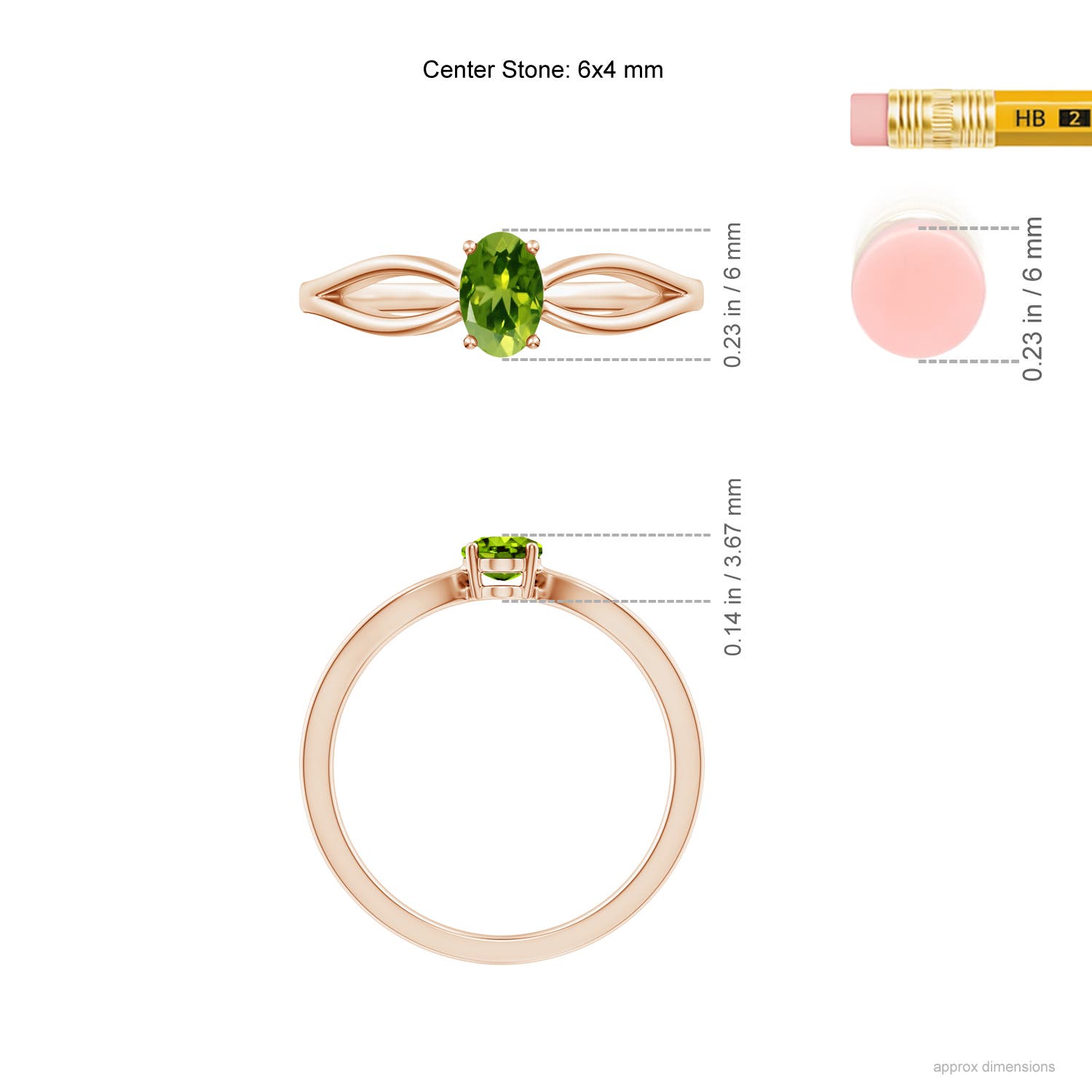 AAAA - Peridot / 0.48 CT / 14 KT Rose Gold