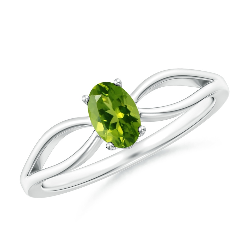 6x4mm AAAA Prong-Set Solitaire Peridot Split Shank Ring in White Gold 