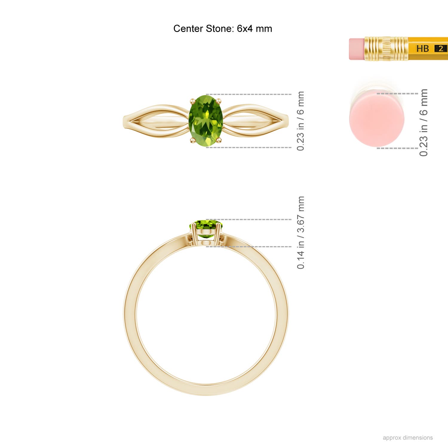 AAAA - Peridot / 0.48 CT / 14 KT Yellow Gold