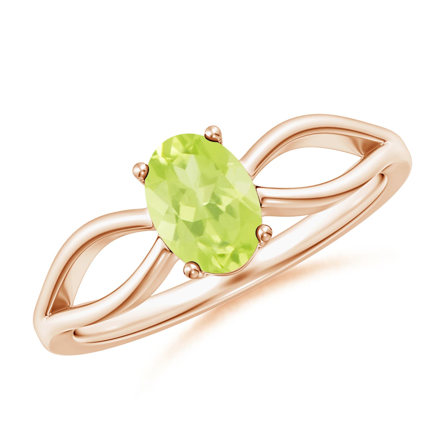 A - Peridot / 0.85 CT / 14 KT Rose Gold