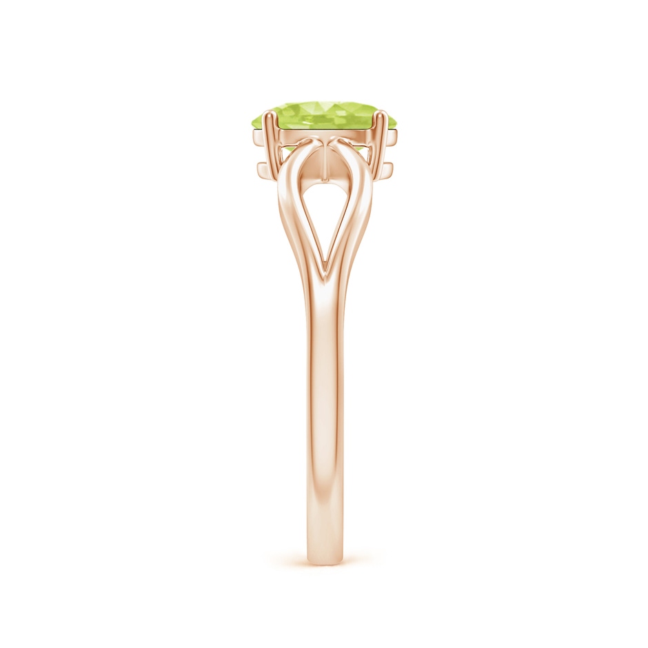 7x5mm A Prong-Set Solitaire Peridot Split Shank Ring in Rose Gold side 2