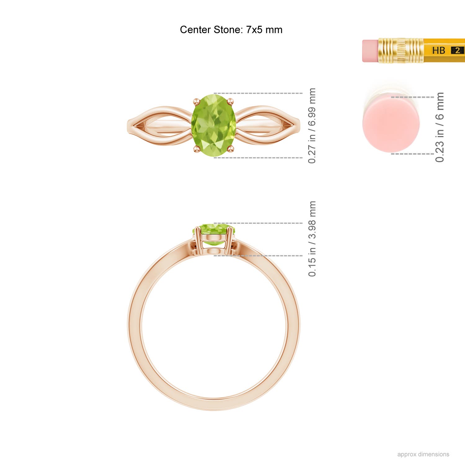 AA - Peridot / 0.85 CT / 14 KT Rose Gold