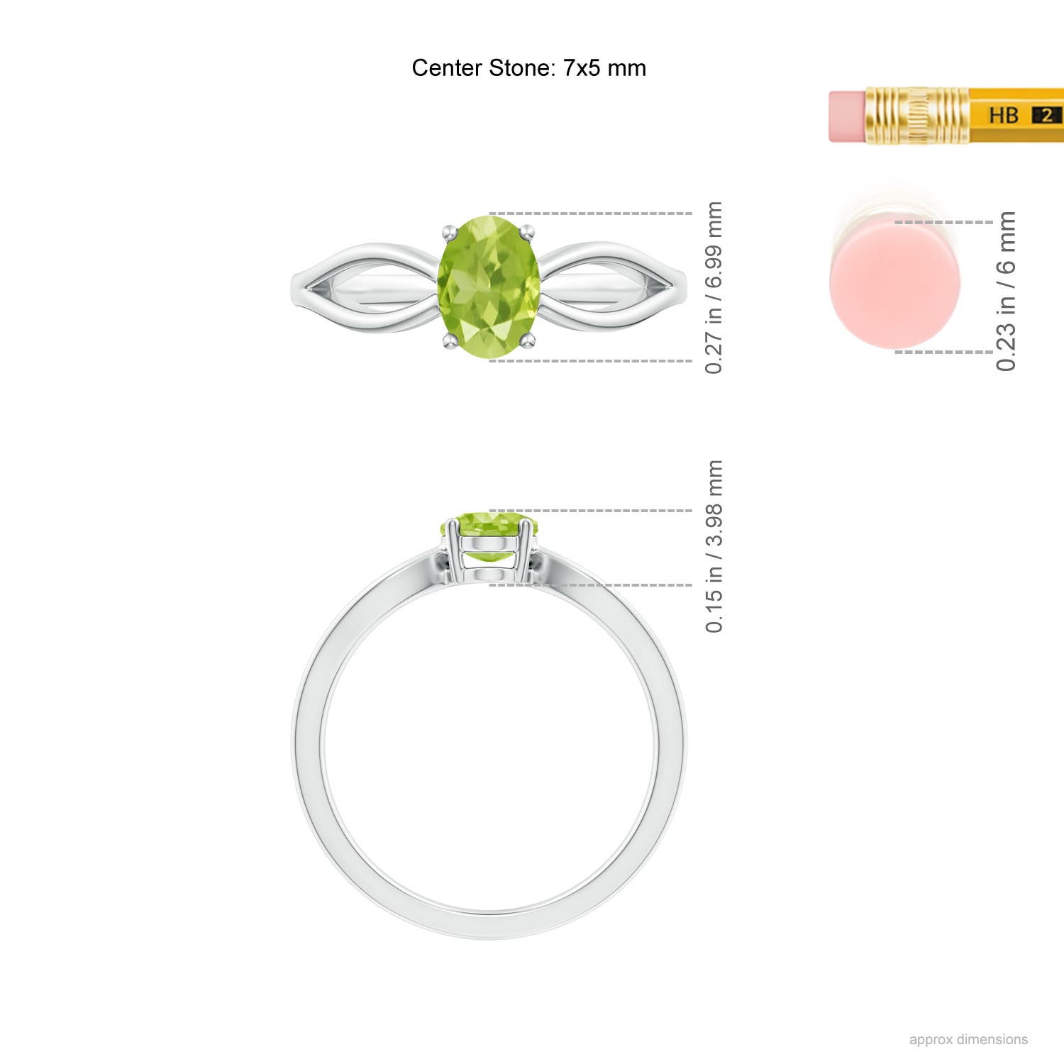 AA - Peridot / 0.85 CT / 14 KT White Gold