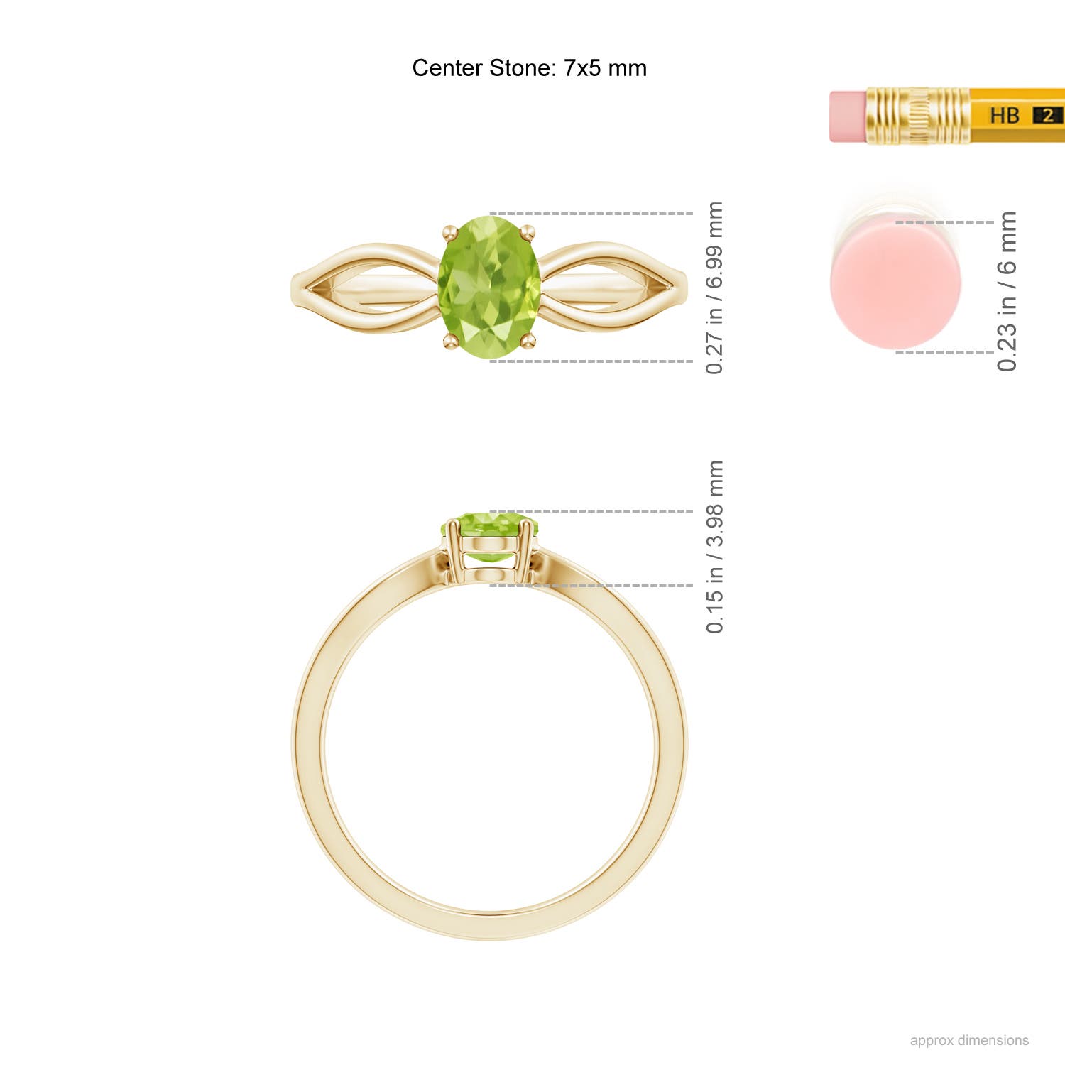 AA - Peridot / 0.85 CT / 14 KT Yellow Gold