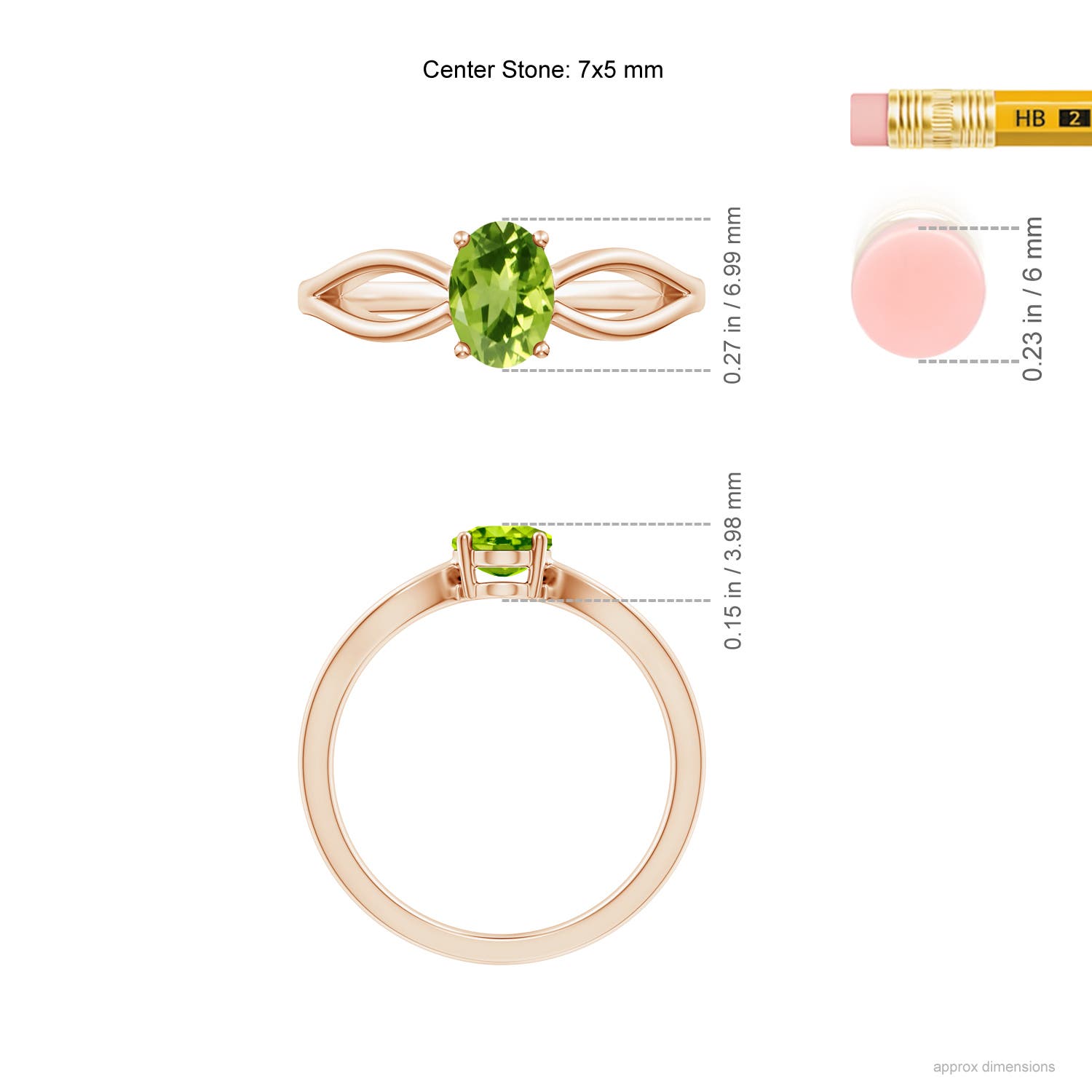 AAA - Peridot / 0.85 CT / 14 KT Rose Gold