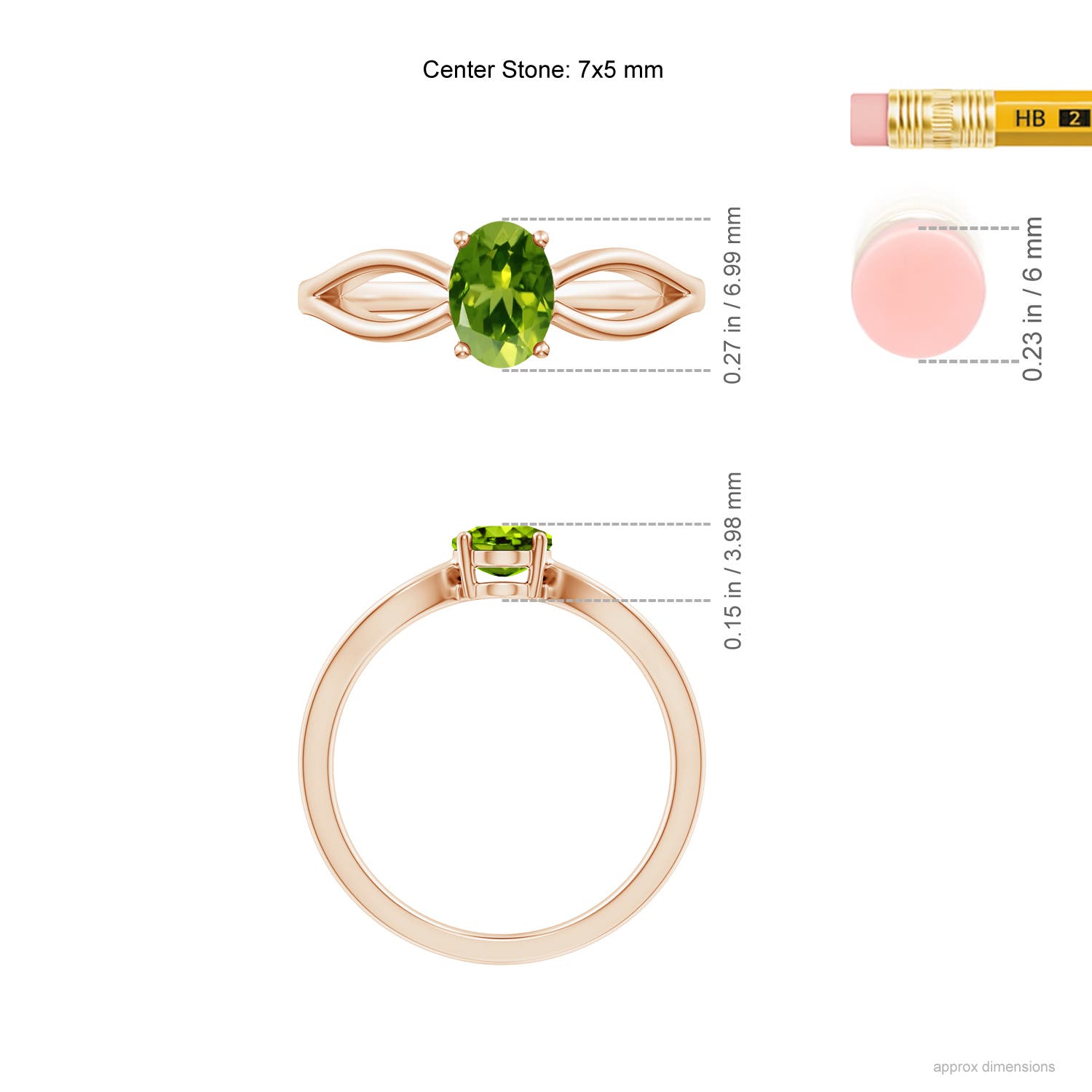 AAAA - Peridot / 0.85 CT / 14 KT Rose Gold