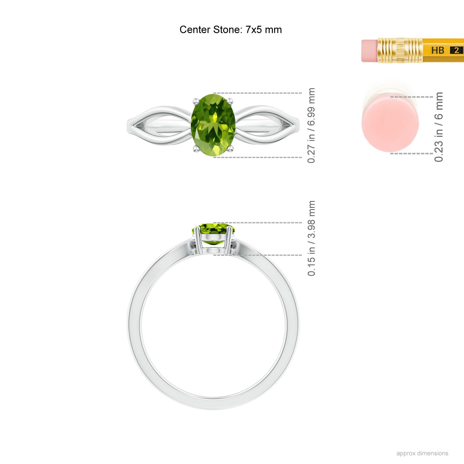 AAAA - Peridot / 0.85 CT / 14 KT White Gold