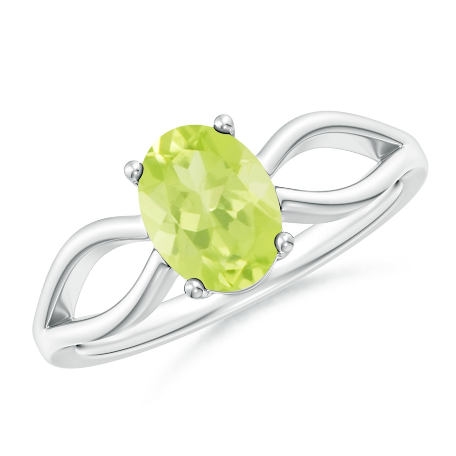 8x6mm A Prong-Set Solitaire Peridot Split Shank Ring in White Gold 
