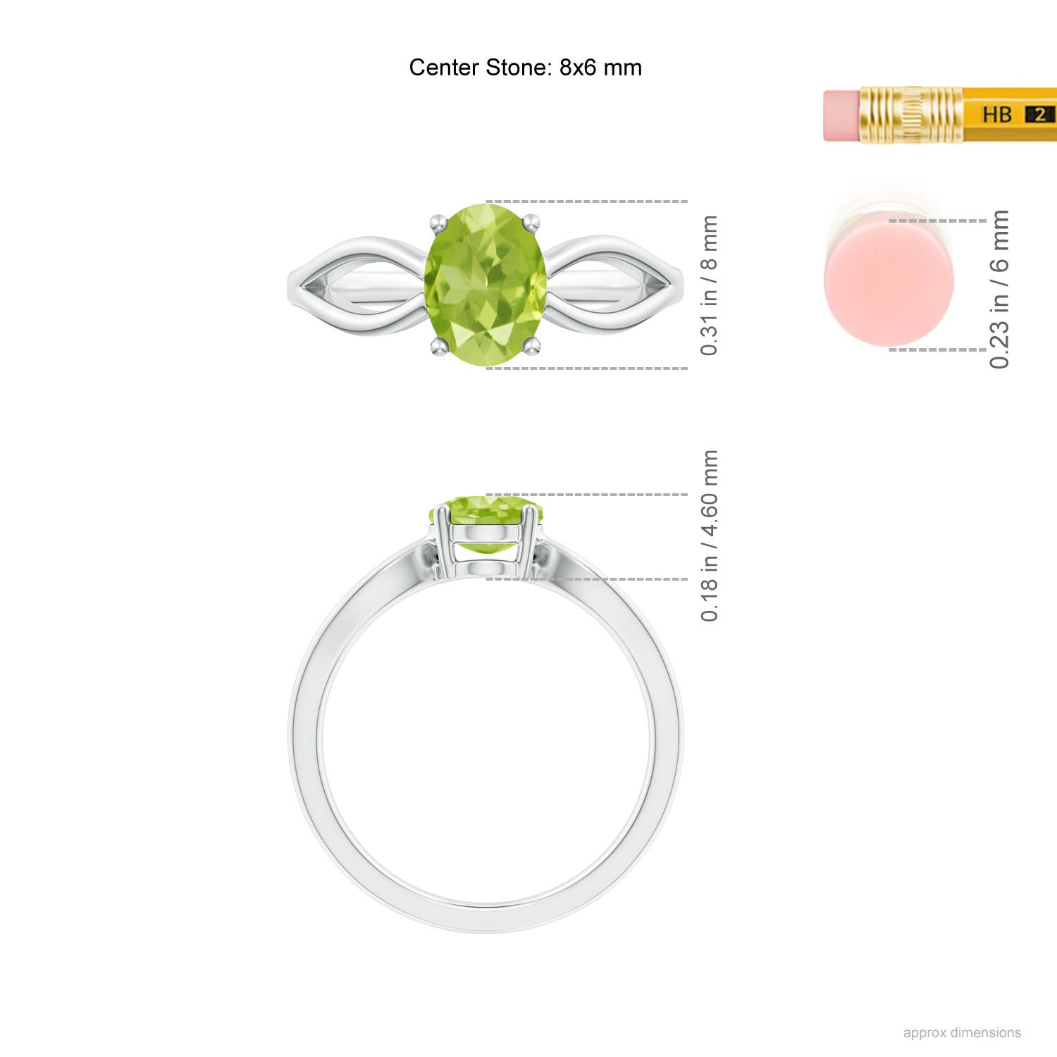 AA - Peridot / 1.35 CT / 14 KT White Gold