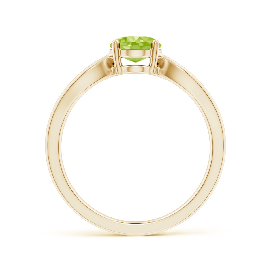 8x6mm AA Prong-Set Solitaire Peridot Split Shank Ring in Yellow Gold side 1