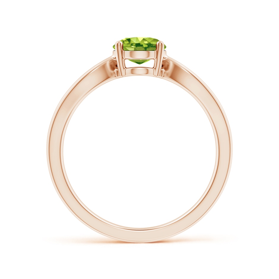 8x6mm AAA Prong-Set Solitaire Peridot Split Shank Ring in Rose Gold side 1