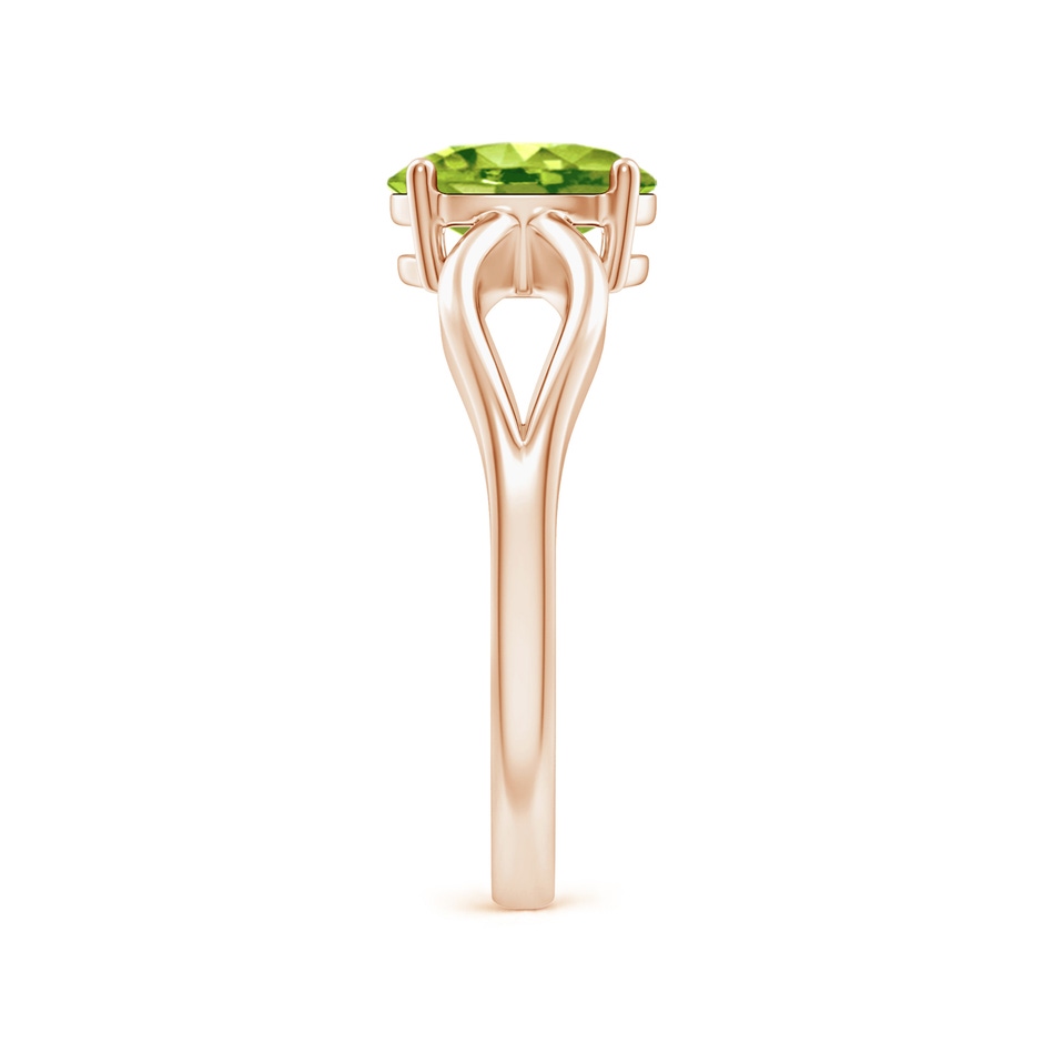 8x6mm AAA Prong-Set Solitaire Peridot Split Shank Ring in Rose Gold side 2