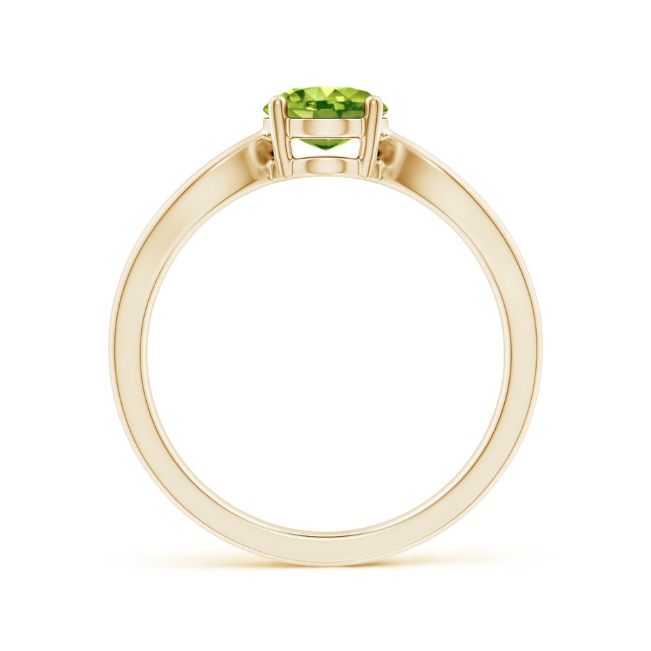 8x6mm AAA Prong-Set Solitaire Peridot Split Shank Ring in Yellow Gold side 1