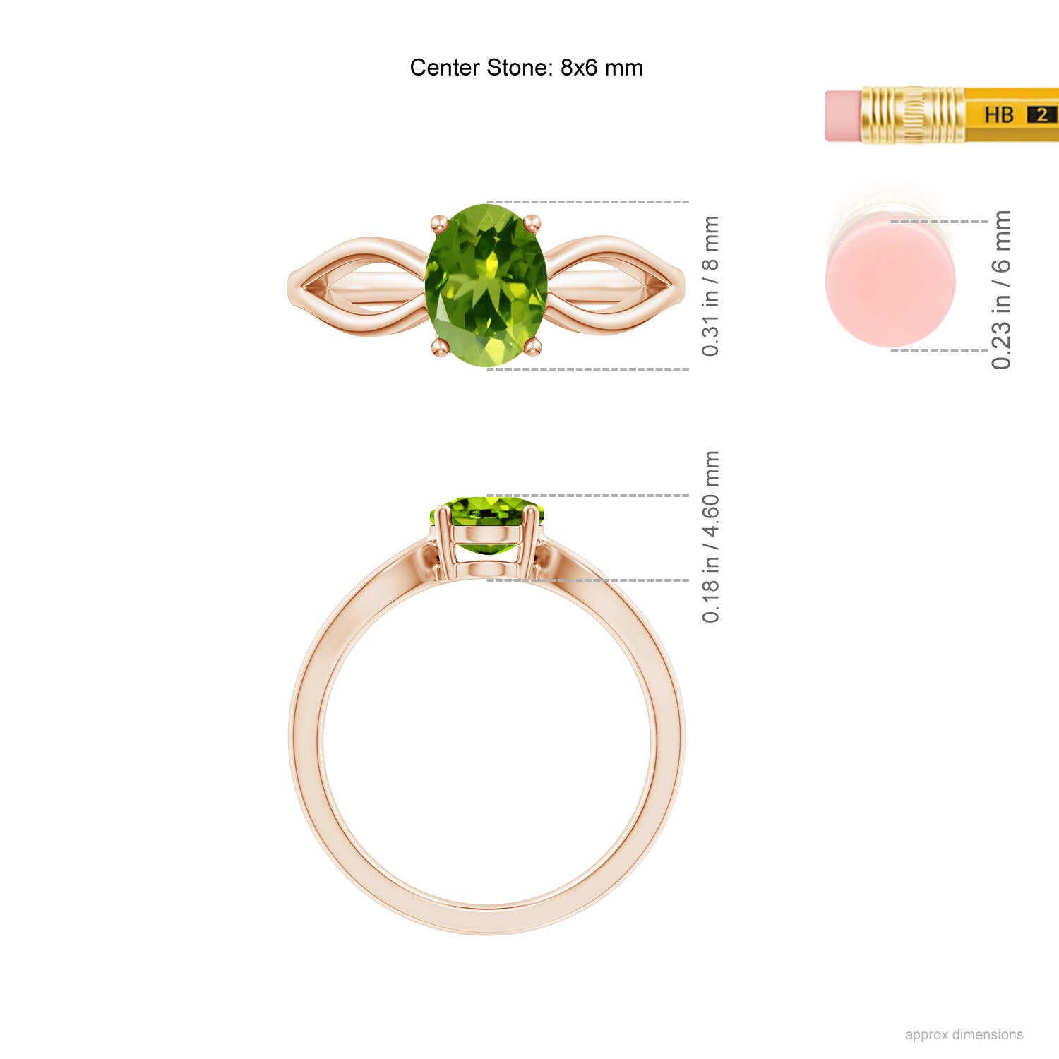 AAAA - Peridot / 1.35 CT / 14 KT Rose Gold