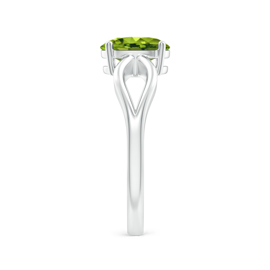 8x6mm AAAA Prong-Set Solitaire Peridot Split Shank Ring in White Gold Side 2