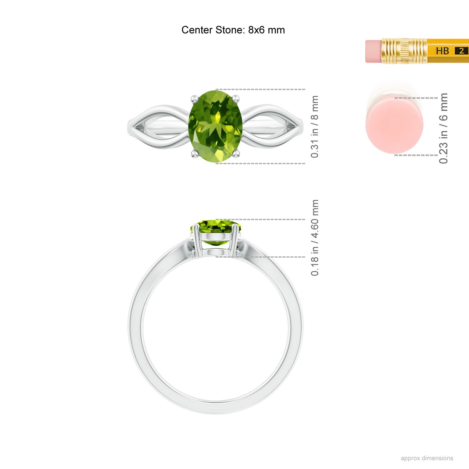 AAAA - Peridot / 1.35 CT / 14 KT White Gold