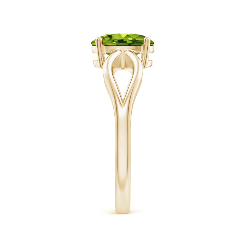 8x6mm AAAA Prong-Set Solitaire Peridot Split Shank Ring in Yellow Gold Side 2