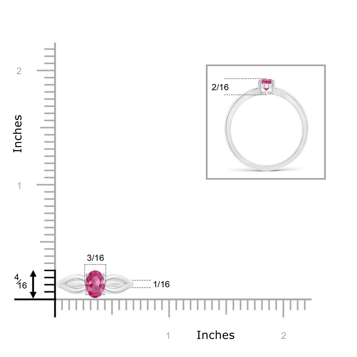 AAAA - Pink Sapphire / 0.55 CT / 14 KT White Gold